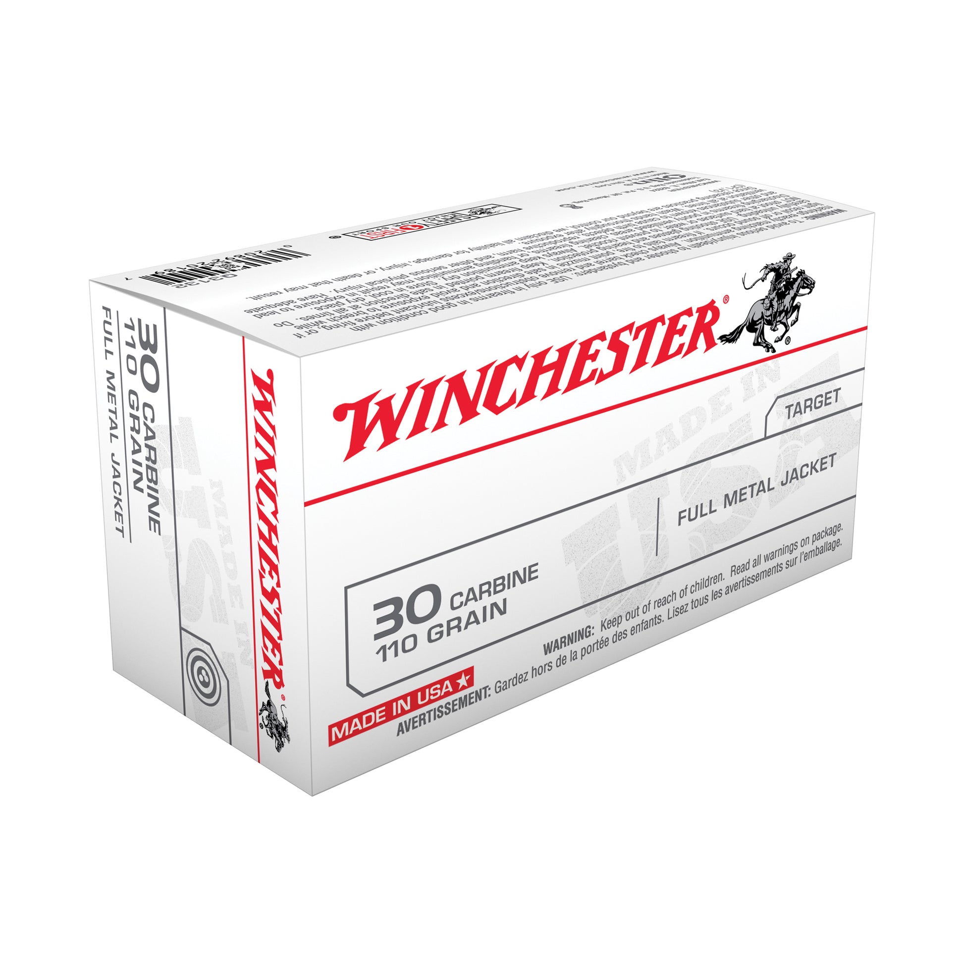 Winchester Ammunition USA 30 Carbine 110-Grain Full Metal Jacket Rifle Ammunition (50 Rounds per Box)