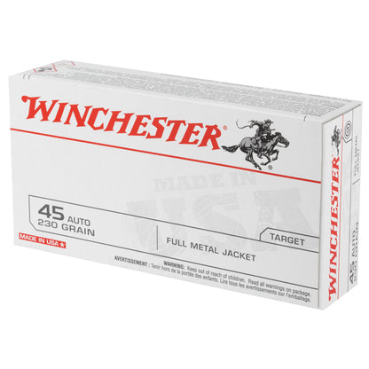 Winchester Ammunition USA 45 ACP 230 Grain Full Metal Jacket Cartridge - Pack of 50