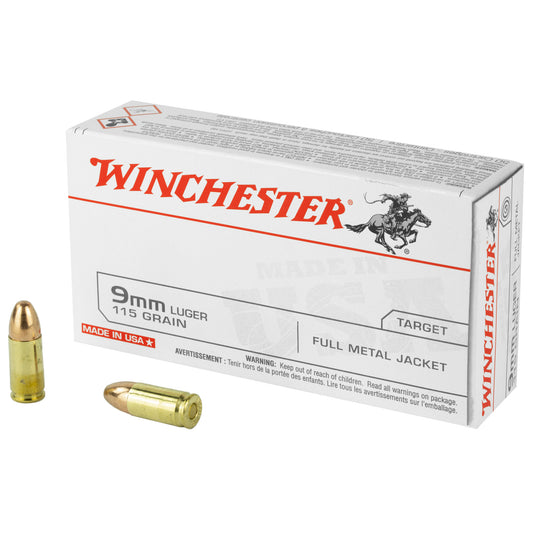 Winchester Ammunition USA 9mm 115-Grain Full Metal Jacket (FMJ) * 50 Rounds Per Box