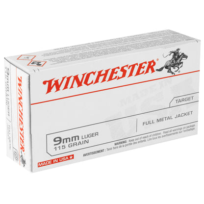 Winchester Ammunition USA 9mm 115-Grain Full Metal Jacket (FMJ) * 50 Rounds Per Box