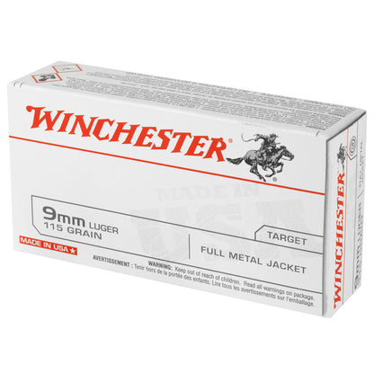 Winchester Ammunition USA 9mm 115-Grain Full Metal Jacket (FMJ) * 50 Rounds Per Box