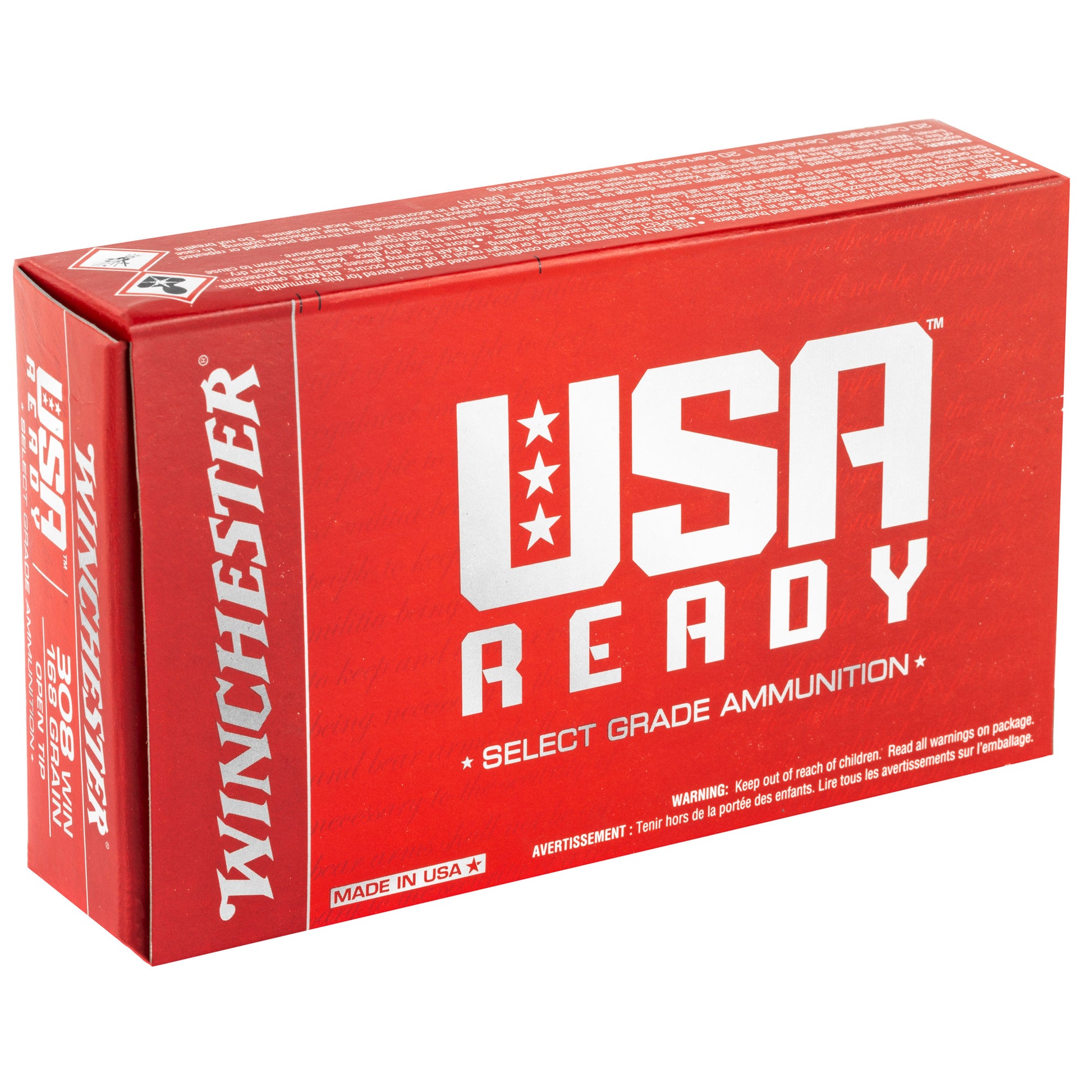 Winchester Ammunition USA Ready 308 Winchester 168-Grain Open Tip * Box of 20 Rounds