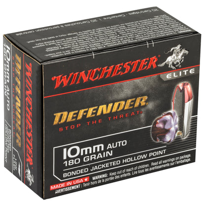 Winchester Ammunition Defender 10mm 180-Grain Hollow Point Ammo - 20 Rounds