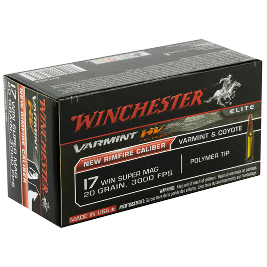 Winchester Ammunition WIN Varmint HV 17 Winchester Super Magnum 20 Grain Polymer Tip - 50 Rounds per Box