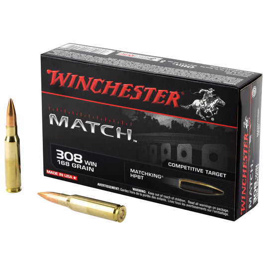 Winchester Ammunition Match 168-Grain Boat Tail Hollow Point .308 Winchester Rifle Ammo (20 Rounds)