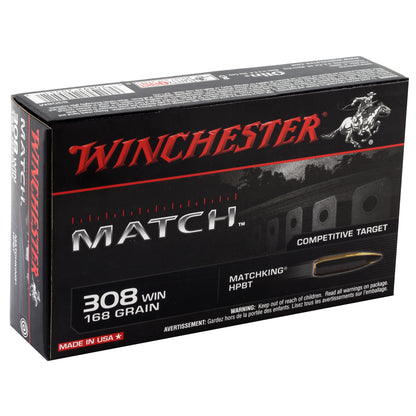 Winchester Ammunition Match 168-Grain Boat Tail Hollow Point .308 Winchester Rifle Ammo (20 Rounds)