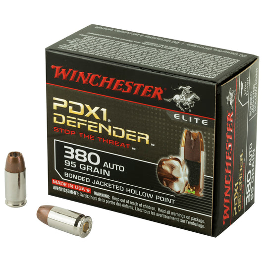 Winchester Ammunition PDX1 Defender .380 ACP 95-Grain Hollow Point Ammunition (20 Rounds Per Box)