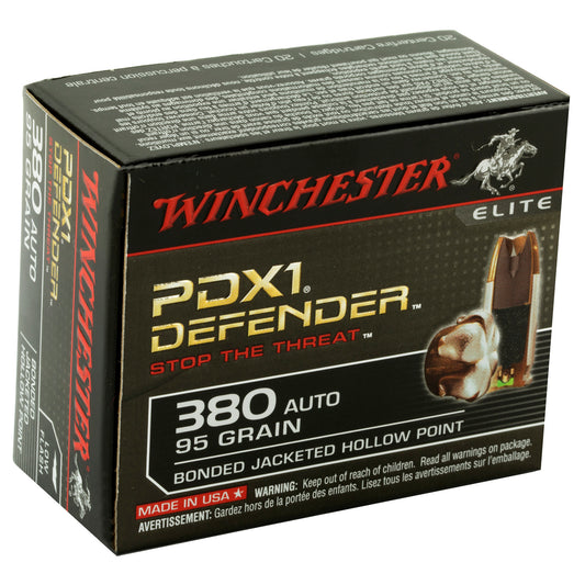 Winchester Ammunition PDX1 Defender .380 ACP 95-Grain Hollow Point Ammunition (20 Rounds Per Box)