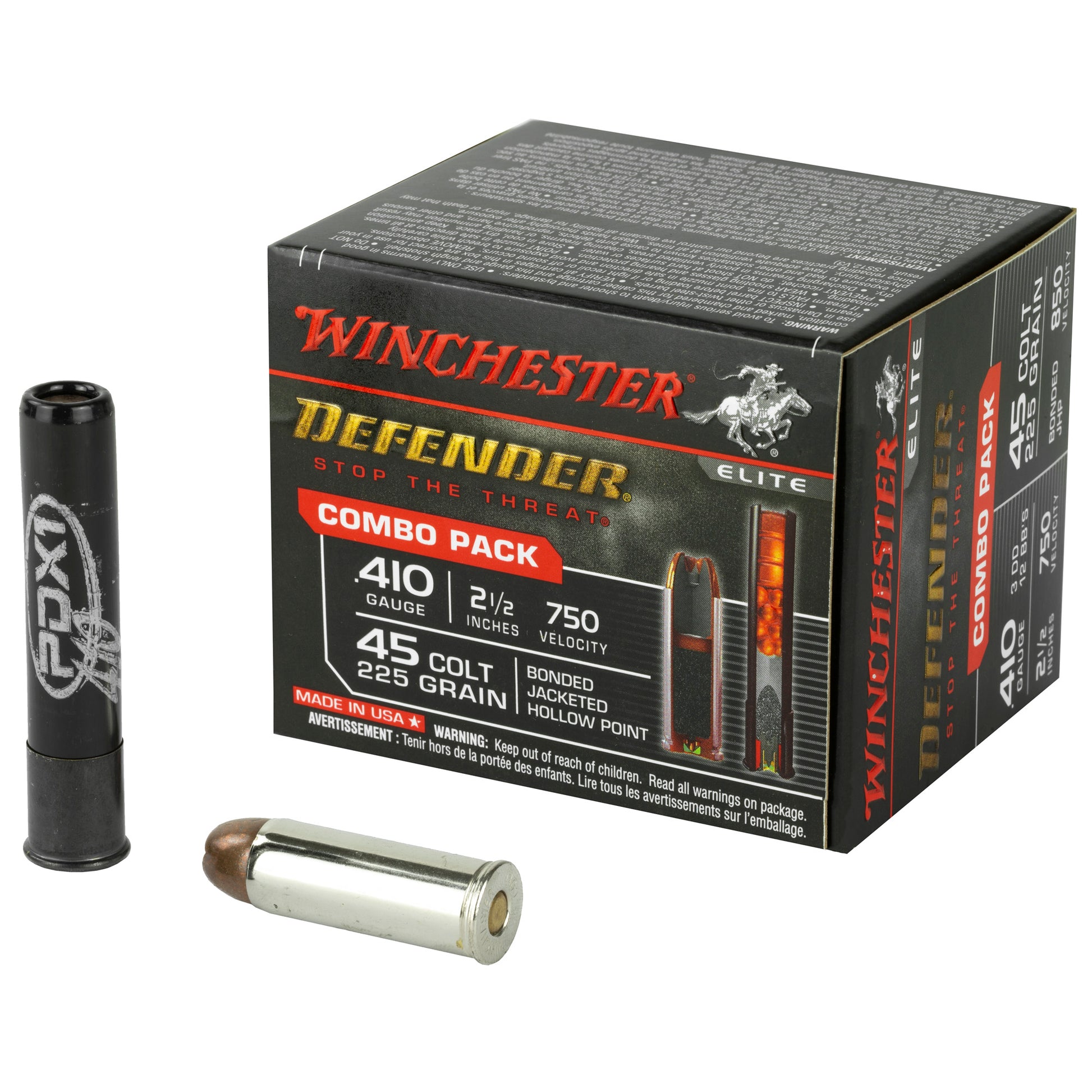 Winchester Ammunition PDX1 Defender .410 Gauge and .45 Colt Combo Pack - 20 Rounds