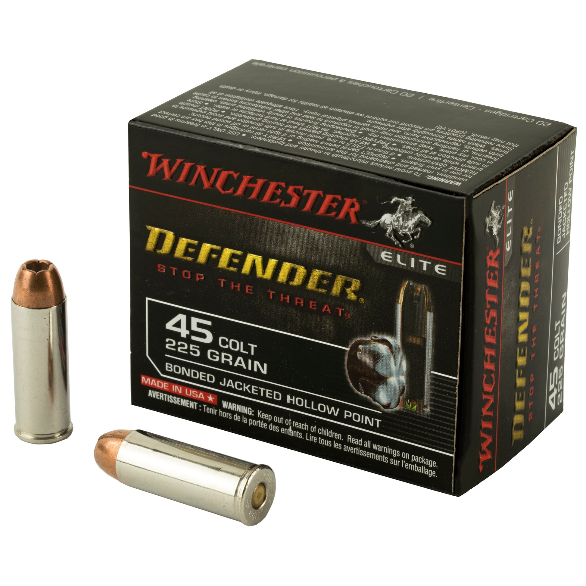 Winchester Ammunition PDX1 Defender .45 Long Colt 225-Grain Hollow Point Ammo - 20 Rounds