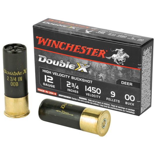 Winchester Ammunition Double X 12 Gauge 00 Buckshot Shotshells * High-Velocity Hard Copper Plated Buckshot for Long-Range Performance