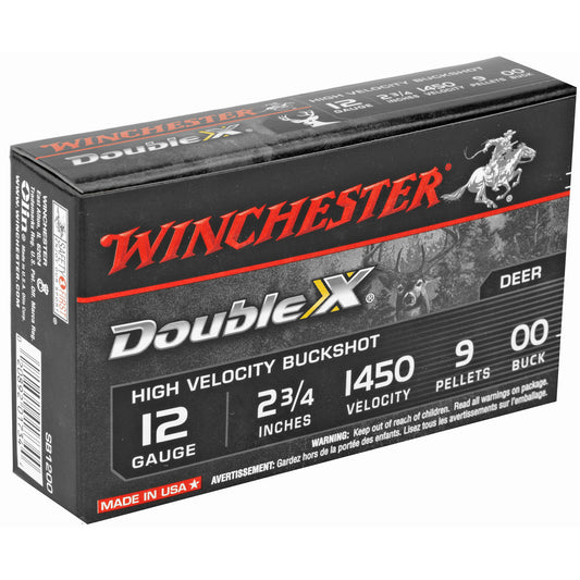Winchester Ammunition Double X 12 Gauge 00 Buckshot Shotshells * High-Velocity Hard Copper Plated Buckshot for Long-Range Performance