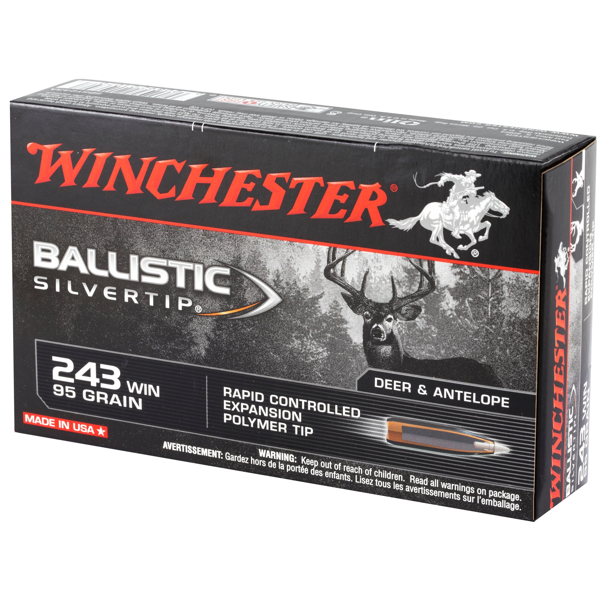 Winchester Ammunition Ballistic Silvertip .243 Winchester 95-Grain Polymer Tip - Box of 20 Rounds