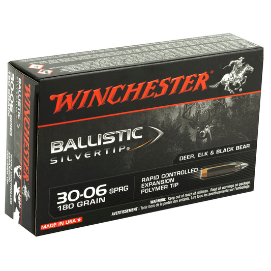 Winchester Ammunition Ballistic Silvertip 30-06 Springfield 180 Grain Polymer Tip Rifle Ammo - 20 Rounds per Box, 200 per Case