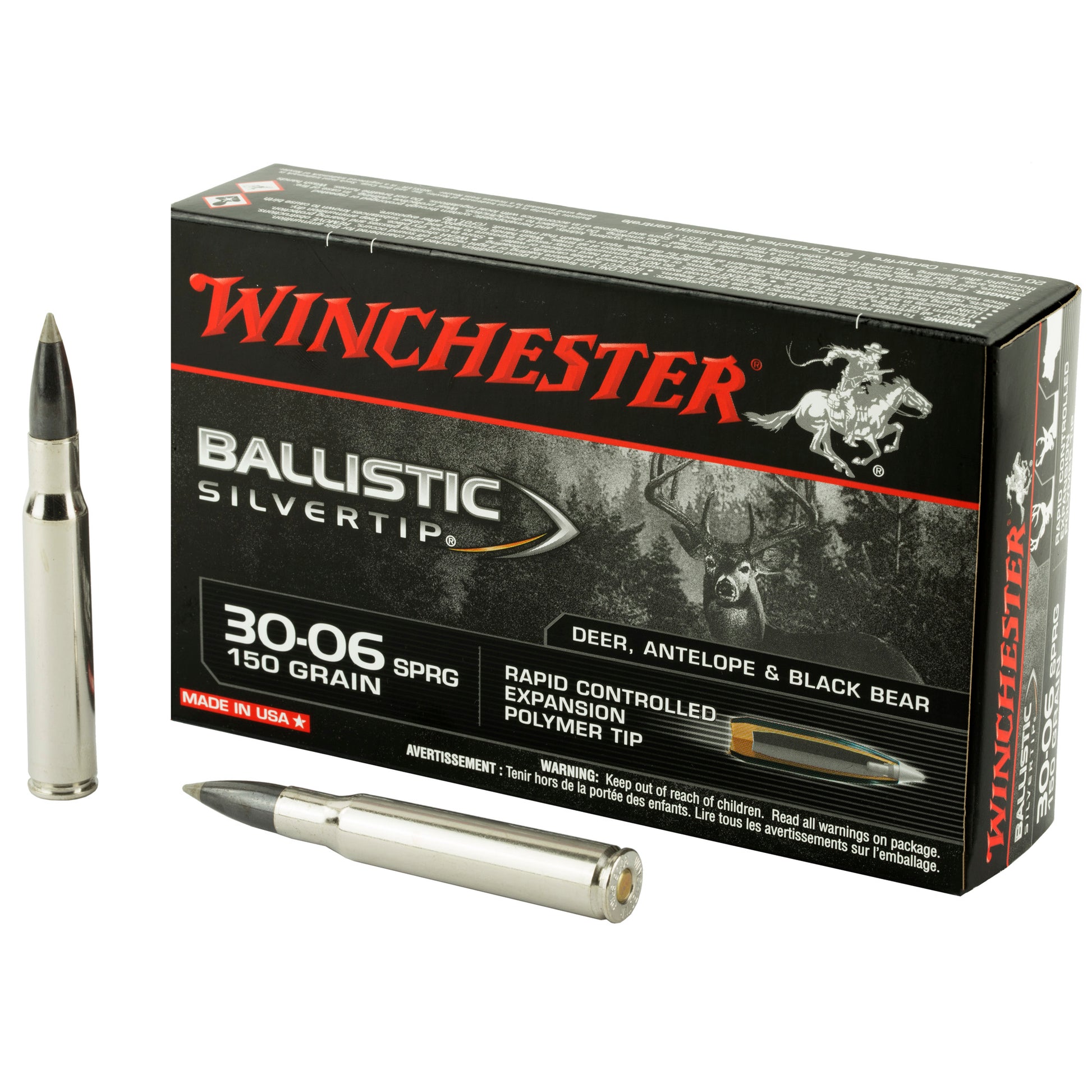 Winchester Ammunition Ballistic Silvertip 30-06 Springfield 150-Grain Polymer Tip Hunting Ammo (20 Rounds per Box)