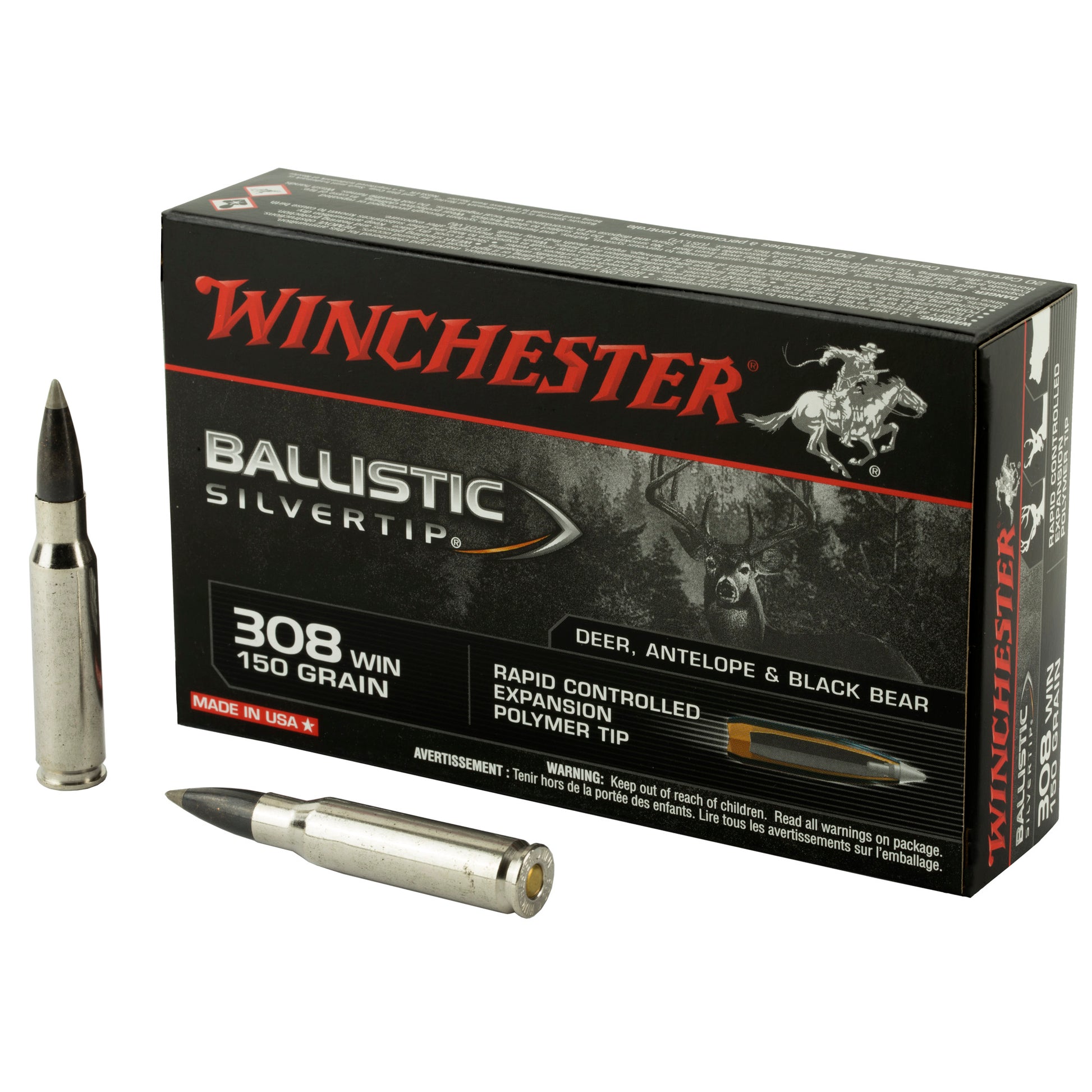 Winchester Ammunition Ballistic Silvertip .308 Winchester 150-Grain Polymer Tip (20 Rounds per Box)