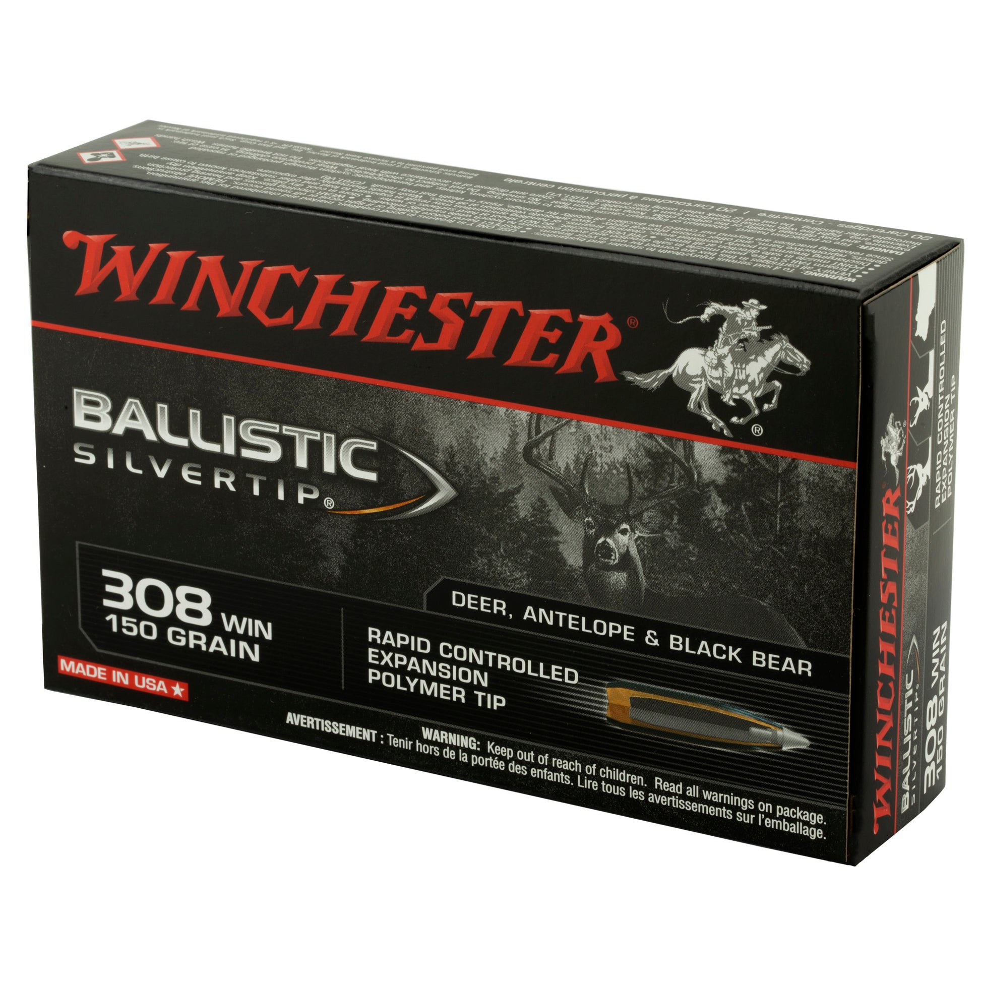 Winchester Ammunition Ballistic Silvertip .308 Winchester 150-Grain Polymer Tip (20 Rounds per Box)