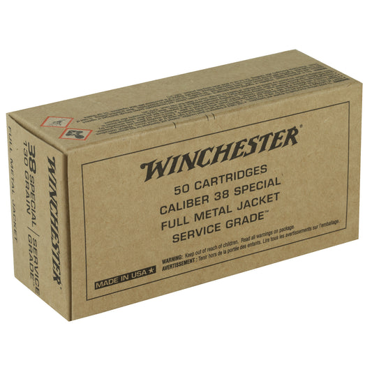 Winchester Ammunition Service Grade 38 Special Full Metal Jacket 130 Grain * 50 Rounds per Box, 500 per Case