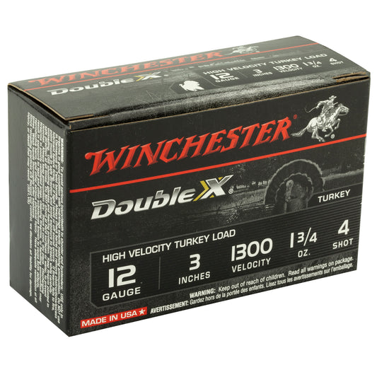 Winchester Ammunition Double X 12 Gauge 3-Inch #4 Shotshells - High-Velocity Performance, 1.75 oz, 10 Rounds per Box