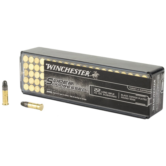 Winchester Ammunition Super Suppressed .22 LR 45 Grain Copper Plated Round Nose * Noise-Reducing Shooting Experience