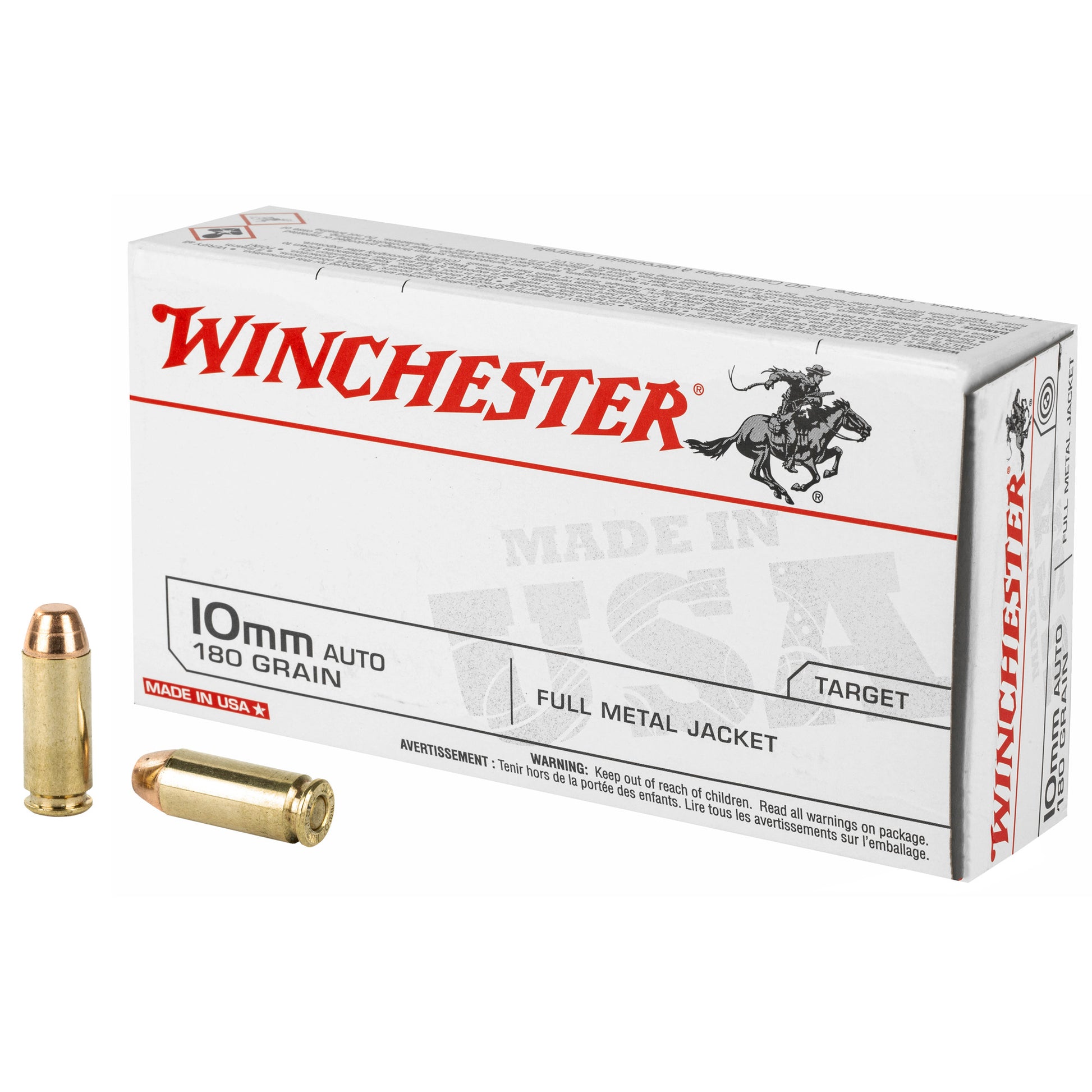 Winchester Ammunition USA 10mm 180-Grain Full Metal Jacket Ammunition - Box of 50 Rounds