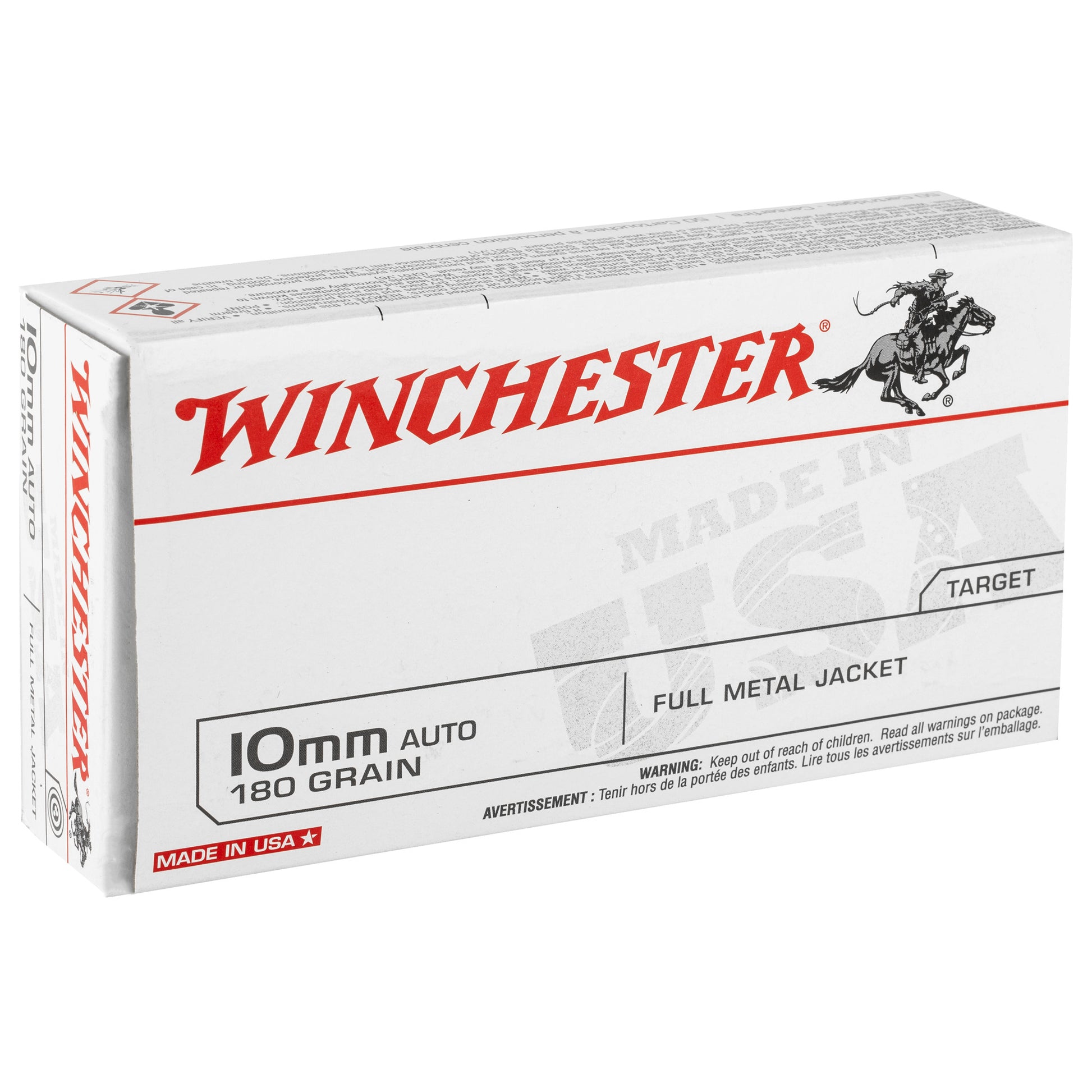 Winchester Ammunition USA 10mm 180-Grain Full Metal Jacket Ammunition - Box of 50 Rounds