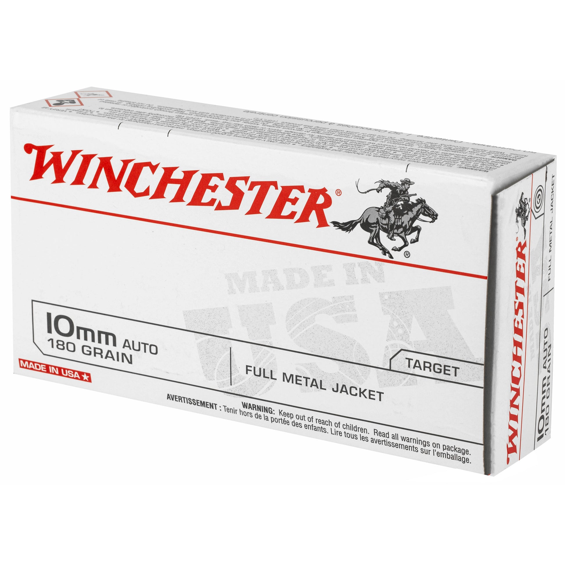 Winchester Ammunition USA 10mm 180-Grain Full Metal Jacket Ammunition - Box of 50 Rounds