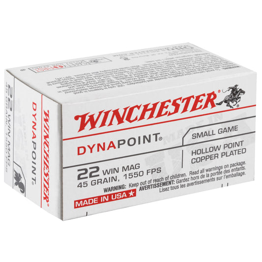 Winchester Ammunition USA .22 Winchester Magnum Rimfire (WMR) 45 Grain Hollow Point Ammo - 50 Rounds per Box