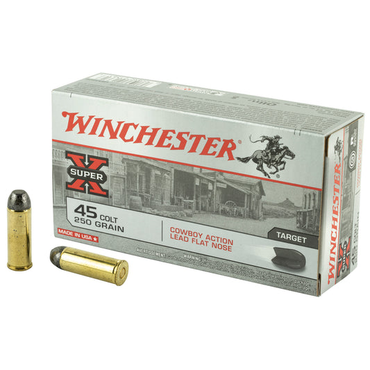 Winchester Ammunition USA45CB 45 Long Colt 250-Grain Lead Flat Nose Cartridge - 50 Rounds per Box