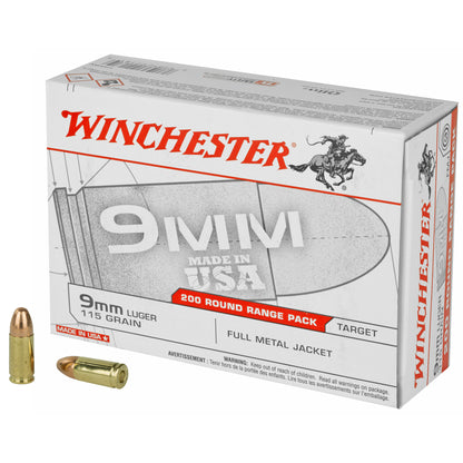 Winchester Ammunition USA 9mm 115-Grain Full Metal Jacket (FMJ) * 200 Rounds Per Box