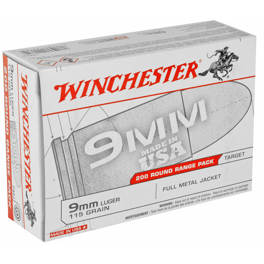 Winchester Ammunition USA 9mm 115-Grain Full Metal Jacket (FMJ) * 200 Rounds Per Box