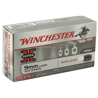 Winchester Ammunition Super-X Super Clean 9mm 124 Grain Brass Enclosed Base * 50 Rounds per Box, 500 per Case