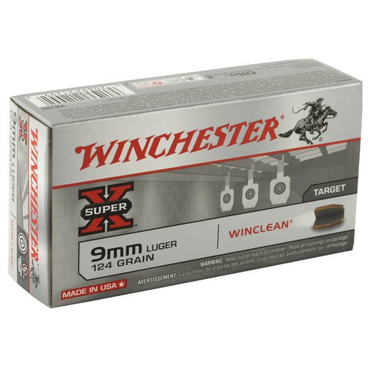 Winchester Ammunition Super-X Super Clean 9mm 124 Grain Brass Enclosed Base * 50 Rounds per Box, 500 per Case