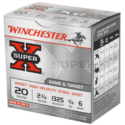 Winchester Ammunition Xpert 20 Gauge Steel Shot, 3/4 oz, #6, 25 Rounds