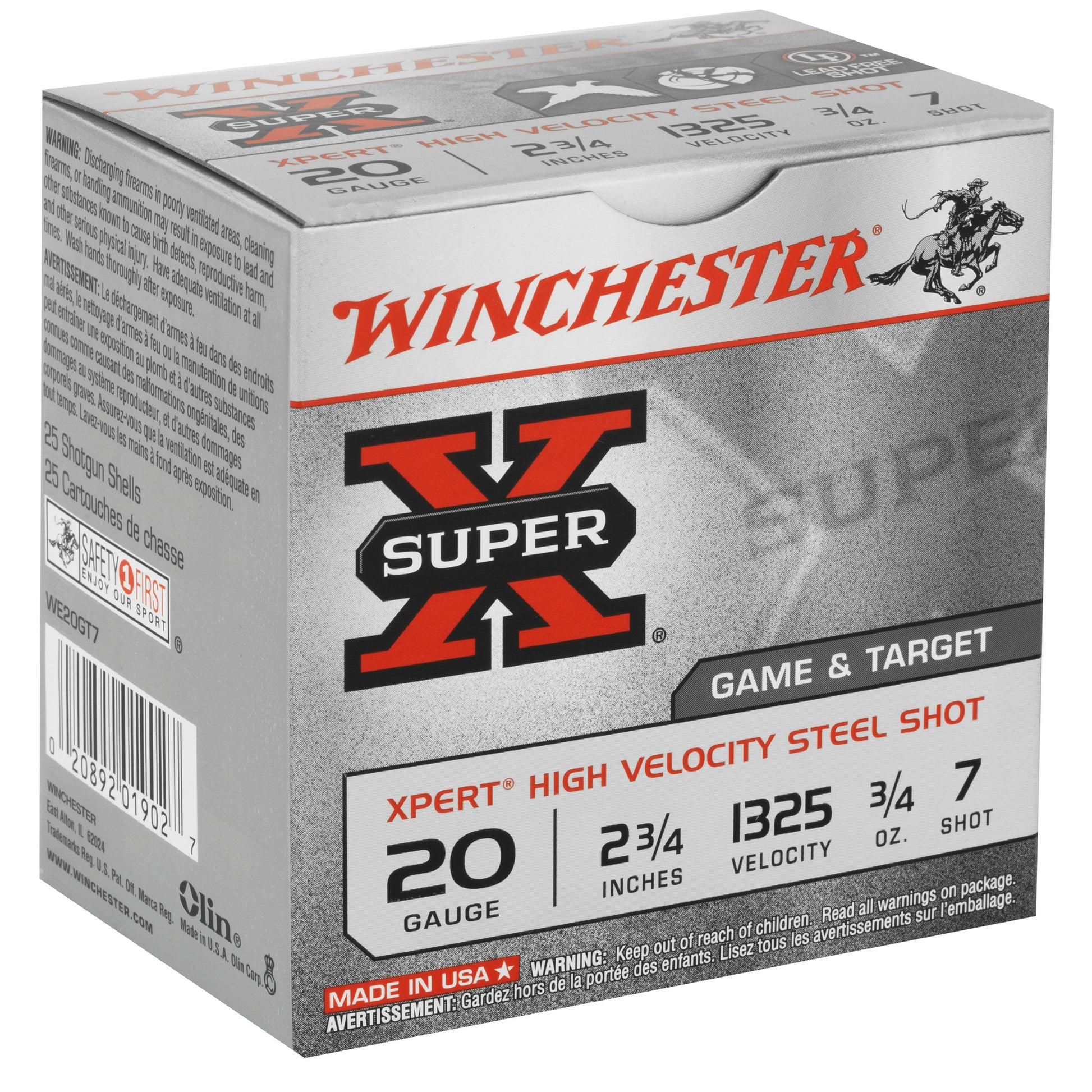 Winchester Ammunition Xpert 20 Gauge Steel Shot, 3/4 oz #7, 25 Rounds per Box