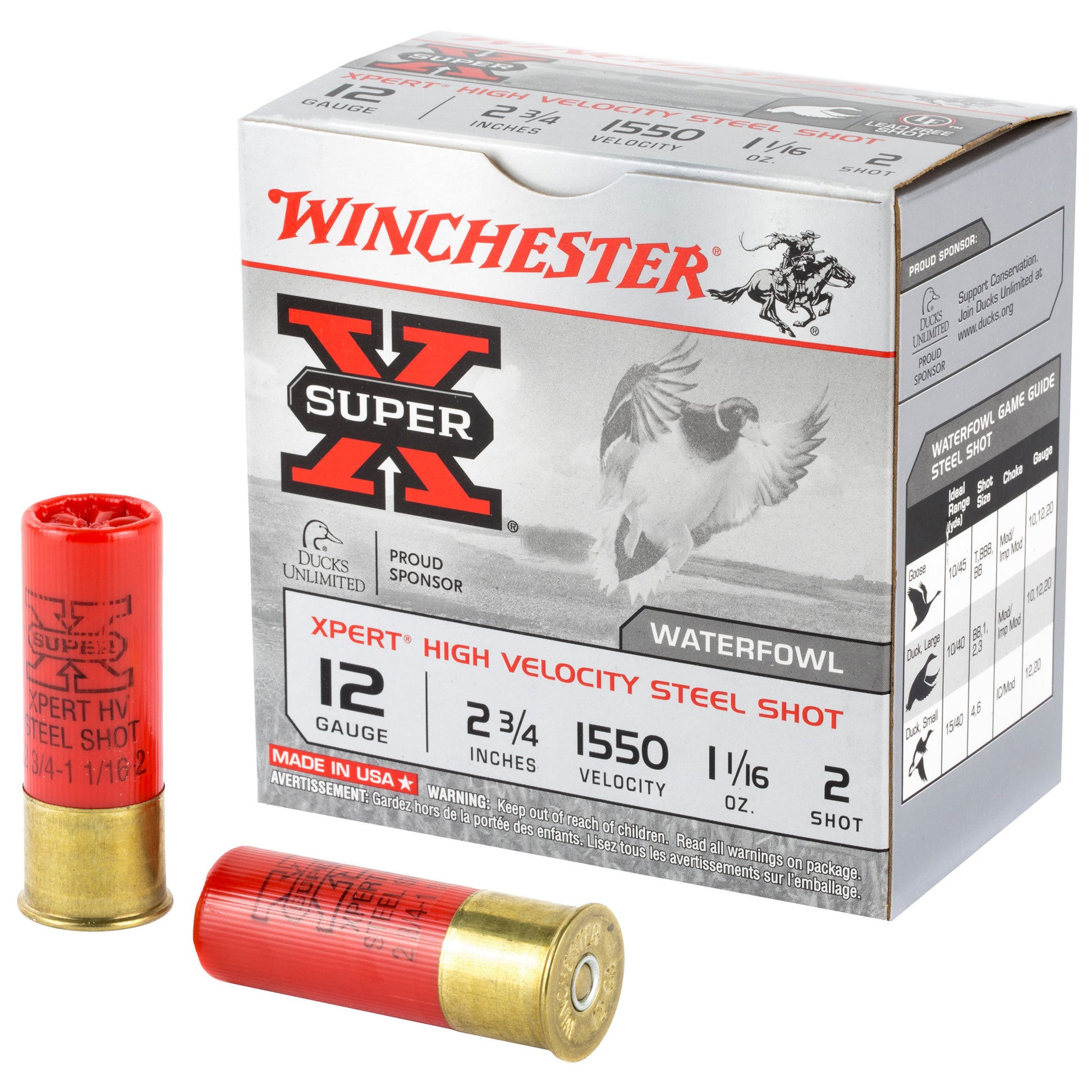 Winchester Ammunition Xpert Hi-Velocity Steel 12 Gauge #2 Shot, 1.06 oz, Box of 25
