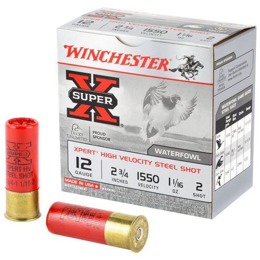 Winchester Ammunition Xpert Hi-Velocity Steel 12 Gauge #2 Shot, 1.06 oz, Box of 25
