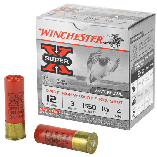 Winchester Ammunition Xpert Hi-Velocity Steel 12 Gauge #4 Shot - 1 1/8 oz, 25 Rounds
