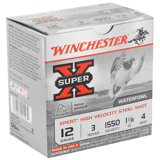 Winchester Ammunition Xpert Hi-Velocity Steel 12 Gauge #4 Shot - 1 1/8 oz, 25 Rounds