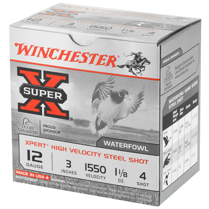Winchester Ammunition Xpert Hi-Velocity Steel 12 Gauge #4 Shot - 1 1/8 oz, 25 Rounds