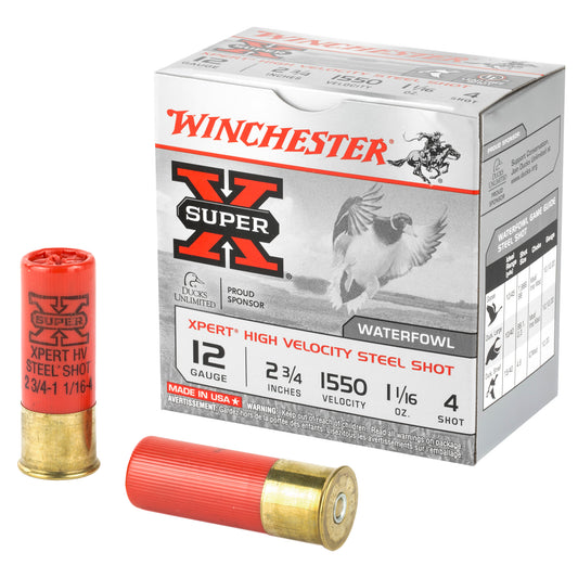 Winchester Ammunition Xpert Hi-Velocity Steel Shot 12 Gauge #4, 1.06 oz for Hunting & Shooting