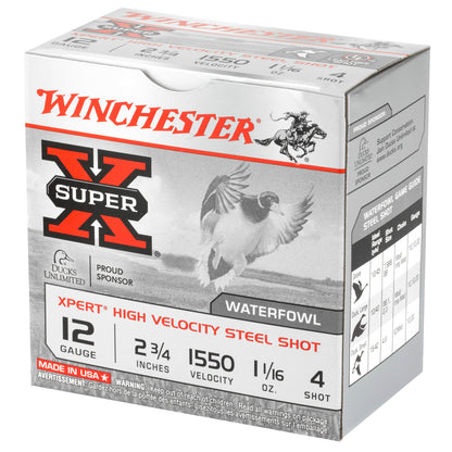 Winchester Ammunition Xpert Hi-Velocity Steel Shot 12 Gauge #4, 1.06 oz for Hunting & Shooting