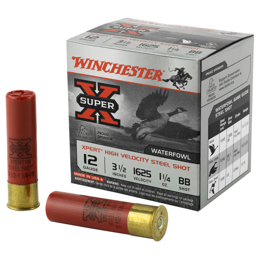 Winchester Ammunition Xpert HI-Velocity Steel 12 Gauge 3.5-Inch, 1 1/4 Ounce BB Steel Shot, 25 Rounds per Box