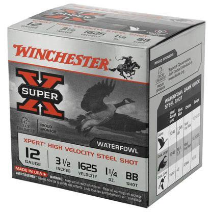 Winchester Ammunition Xpert HI-Velocity Steel 12 Gauge 3.5-Inch, 1 1/4 Ounce BB Steel Shot, 25 Rounds per Box