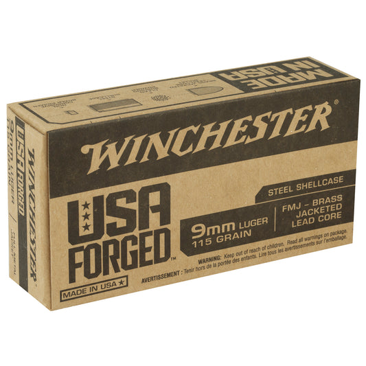 Winchester Ammunition USA Forged 9mm 115-Grain Full Metal Jacket Steel Case Ammo * Pack of 50 Rounds
