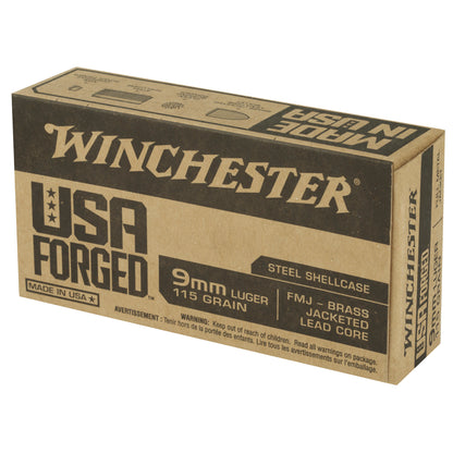 Winchester Ammunition USA Forged 9mm 115-Grain Full Metal Jacket Steel Case Ammo * Pack of 50 Rounds