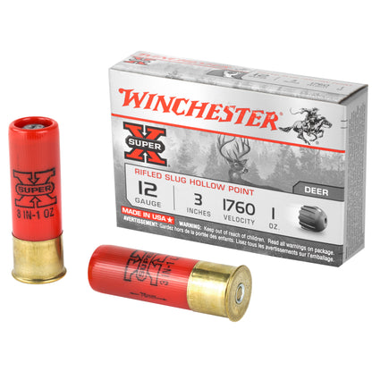 Winchester Ammunition Super-X 12 Gauge 3-inch Rifled Slug - 1 oz, Box of 5 Rounds