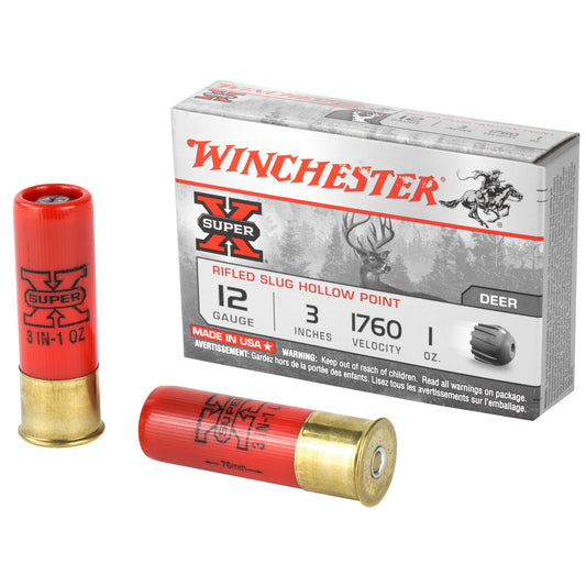 Winchester Ammunition Super-X 12 Gauge 3-inch Rifled Slug - 1 oz, Box of 5 Rounds