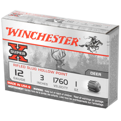 Winchester Ammunition Super-X 12 Gauge 3-inch Rifled Slug - 1 oz, Box of 5 Rounds