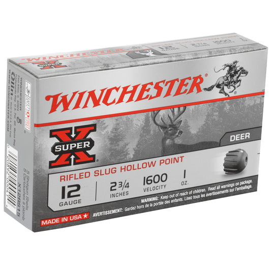 Winchester Ammunition Super-X 12 Gauge 2.75-Inch 1 oz Rifled Slug - Pack of 5